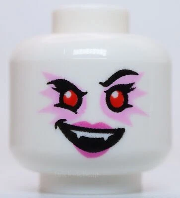 Sombra de ojos rosa brillante cejas negras mujer alienígena doble cara Lego Head Foto 1 de 2