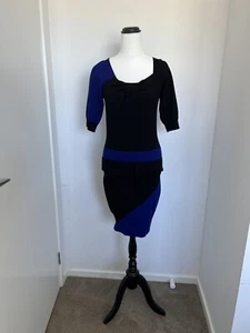 Karen Millen Black Knit Strech Dress Size 2 (AU 8) - Picture 1 of 5