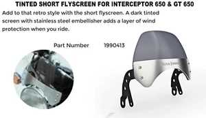 "TINTED SHORT FLYSCREEN" FIT FOR ROYAL ENFIELD INTERCEPTOR 650 & GT 650 - Picture 1 of 5