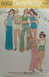 Vintage Simplicity 6952 Girls 10 Halter Top T-Shirt Pants Shorts EASY Pattern UC - Picture 1 of 2