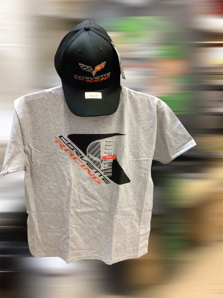 Chevrolet Corvette YOUTH Black Baseball Hat AND Kids T Shirt Med or Large! NEW Foto 1 de 1