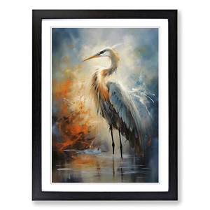 Cuadro póster impresión arte pared lienzo enmarcado gestual garza, decoración del hogar - Imagen 1 de 8