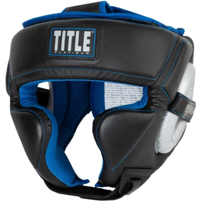 Title Boxing Platinum Perilous Training Headgear - Black/Silver/Blue - Image 1 of 4