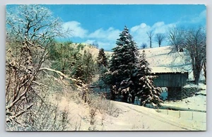 Postcard Old Covered Bridge in Jacksonville, Vermont Snowy Winter Scene  - Picture 1 of 2