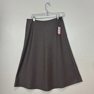 Falda Vince Camuto Línea A Talla 6 Marrón Jaspeado Taupe Trabajo Cremallera Lateral Midi $89 Foto 1 de 4