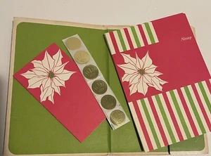 Vintage Christmas Stationary Set Fold and Seal Cards Pink - Picture 1 of 4