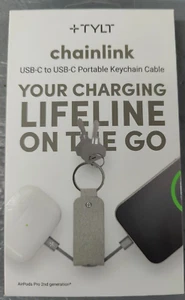 TYLT Chainlink USB-C to USB-C Portable Keychain Cable Gray - Picture 1 of 6
