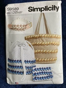 Simplicity Sewing Pattern S9589 Tote Hobo Bag Wristlet Belt 1 Size New Uncut - Picture 1 of 3