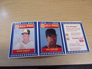 1987 MSA BURGER KING ALL-PRO PANEL STEVE GARVEY/RON DARLING