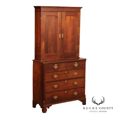 Antique American Walnut Chest With Blind Door Bookcase Top - Image 1 of 4