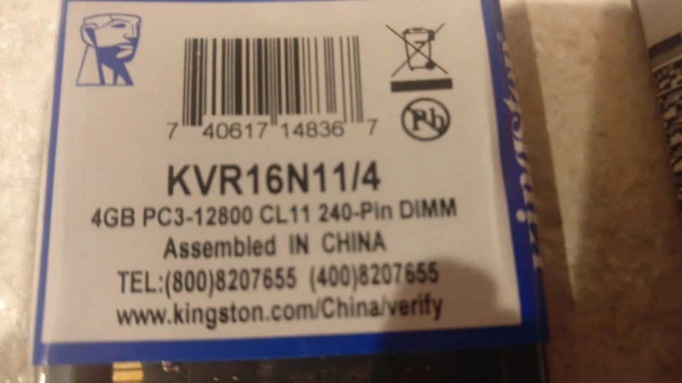 Kingston 4GB DDR3 Memory Stick 1600mHz - Image 1 of 4