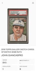 2018 Topps Gallery Sketch Cards John Giancasprro Artist Proof Babe Ruth PSA 5 - Picture 1 of 2