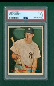 1957 Topps Baseball Card - #290 Andy Carey, PSA 5 EX - Picture 1 of 2