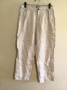 Jones New York & Co Women’s Light Gray 100% LINEN Pants Size MEDIUM Lagenlook - Picture 1 of 7