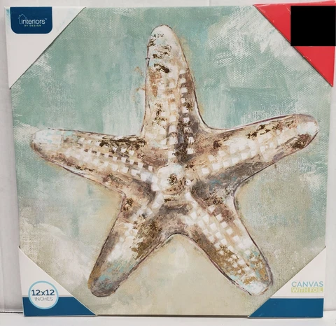 SET OF 2 KITCHEN WALL CANVAS DECOR PICTURES,12" x 12", SEALIFE, STARFISH Cover
