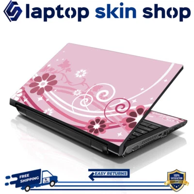 Laptop Skin Sticker Notebook Decal Pink White Floral for Apple Dell Asus 13'-16" - Image 1 of 4
