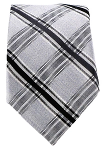 Cravatta uomo Express 100% seta a quadri nero grigio bianco 61 x 3 - Foto 1 di 3