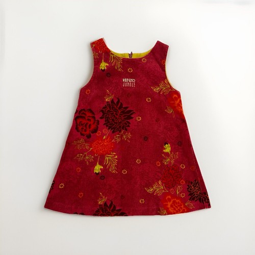 Abito bambino Kenzo Jungle vintage rosso velluto stampa fiori linea A taglia 4 anni