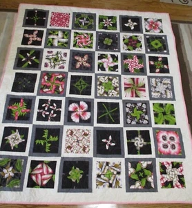 New USA Hand Made Lap/Throw Quilt - 59" x 68" Kaleidoscope Patchwork Pink Black - Picture 1 of 7