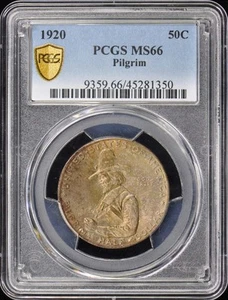PILGRIM 1920 50C Silver Commemorative PCGS MS66 - Picture 1 of 2