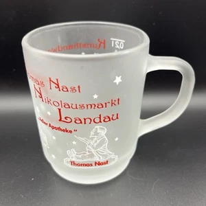 Taza Mercado Navideño Alemán Landau-Blanco/Vidrio Transparente Esmerilado-Thomas Nast - Imagen 1 de 16