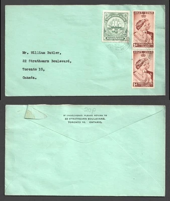Capa Turks & Caicos 1953 para o Canadá - Imagem 1 de 3