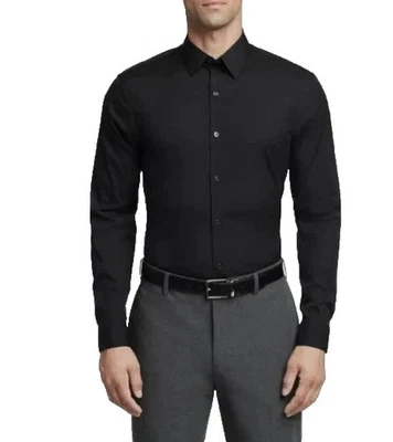 Calvin Klein Men's Active Performance Stretch Shirt, Black, L (16-16.5, 34/35) - Image 1 of 4