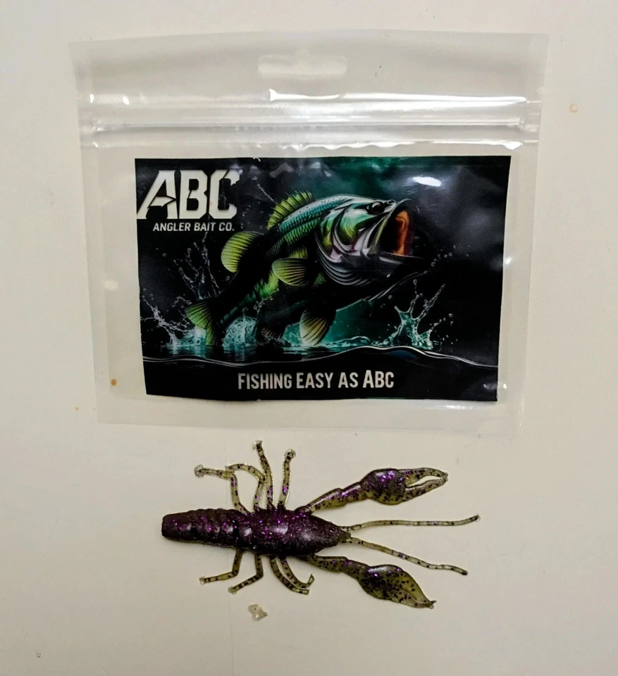 Angler Bait Co. Craw Soft fishing lure – 8 Pack – Green Pumpkin Purple Flake - Image 1 of 1