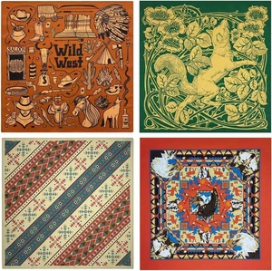 Bycc Bynn 4er-Pack 100 % Baumwolle Bandana Set, Vintage Grafikdruck, 22 x 22 Zoll - Bild 1 von 5