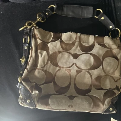 Y2K Coach 10620 Carly Brown Signature Jacquard Hobo Shoulder Bag - Image 1 of 4