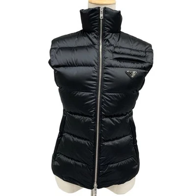 PRADA outer black silver triangle logo Puffer Vest nylon - Image 1 of 4