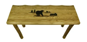 Mesa sofá de madera maciza rústica hecha a mano Zeckos Walking Bear 47 pulgadas - Imagen 1 de 3