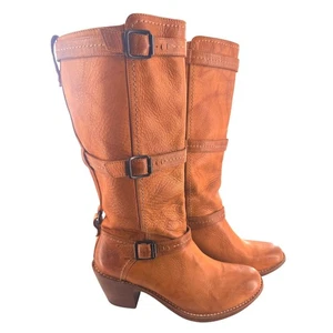 Botas de montar Frye Carmen de cuero con 3 correas para mujer talla 9B altas hasta la rodilla boho - Imagen 1 de 8