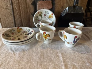 Vintage Demitasse Set Portugal Hähne 4er Set - Bild 1 von 6