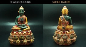 BE 2411 BUDDHA JADE PHRA KEAW EMBED RED NAGA GEM GOLD BUDDHA RELICS THAI AMULET - Picture 1 of 13