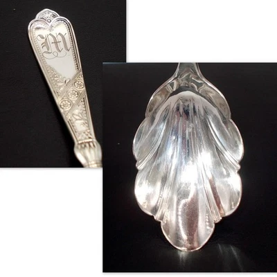 Antigua cuchara de azúcar Anchor Roger's AA plateada 6" monograma M Foto 1 de 4