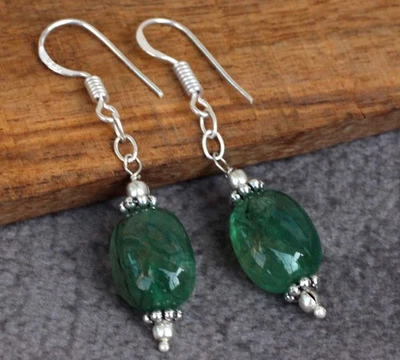 Pendientes de cuentas enchapados en plata 925 aguamarina verde 1,8" joyería estética GW Foto 1 de 3