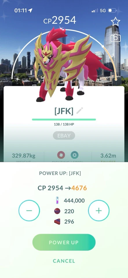 ✨Shiny, Crowned, Lv50, 3-moves✨ Zamazenta with New Jersey🗺️ Location Background - Image 1 of 1