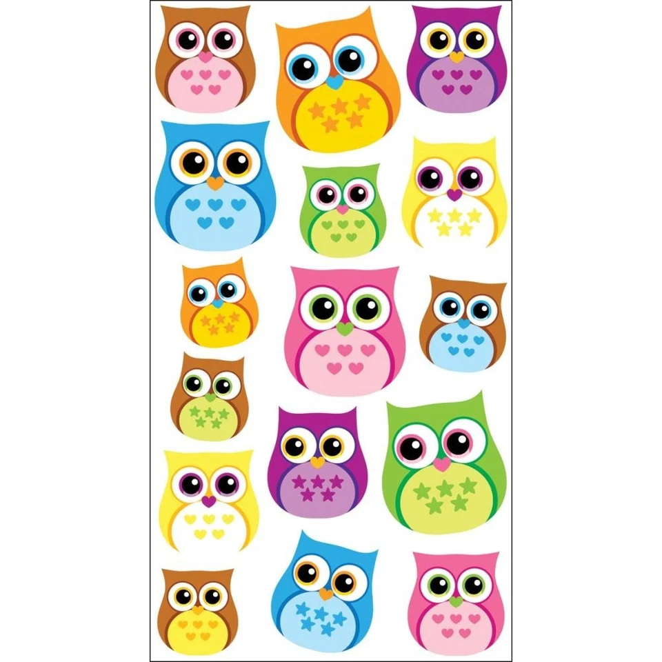 Adesivos Sticko Puffy Sparkler corujas brilhantes epóxi pequenos grandes Hooters - Imagem 1 de 1