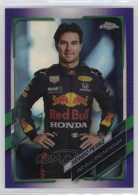 2021 Topps Chrome Formula 1 F1 Racers Purple & Green Refractor Sergio Perez #4 - Image 1 of 2