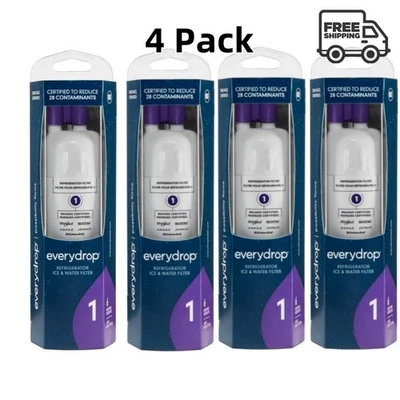 4 PACK ΕVΕRYDROP ΕDR1RXD1 Refrigerator Wate Filter 1 Replacement,White,New US - Image 1 of 2
