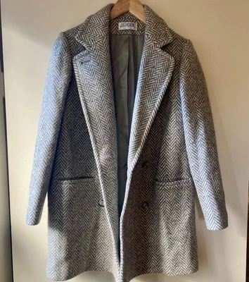 Chaquetón gancho JG espiga lana gris vintage, talla pequeña 8, ILGWU Foto 1 de 4