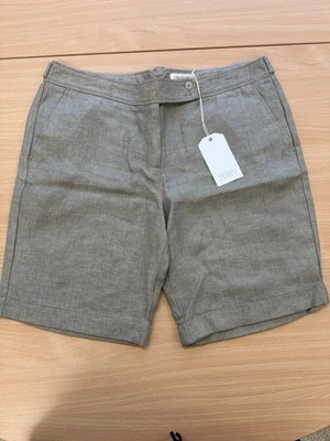 BNWT Toast Ladies Linen Herringbone Shorts Natural Soft Grey 16 RRP £69 - Image 1 of 4