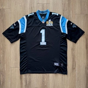 Nike Cam Newton Carolina Panthers #1 Super Bowl 50 NFL Jersey Mens Sz 48 XL - Picture 1 of 6
