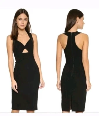 Vestido Vaina Alice + Olivia Hera Borde Cuero Espalda Corredora, Negro 8 Foto 1 de 4