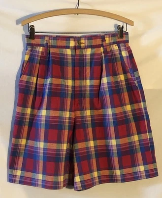 Mocasines deportivos Essentials años 90 de colección talla 4 26W plisados a cuadros pantalones cortos de mamá algodón preppy Foto 1 de 4