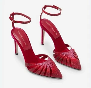 Tamara Mellon Radiate Heels Shoes Ruby Red Embellished Made in Italy Size 9.5 - Picture 1 of 9