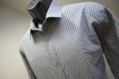Express Dress Shirt Fitted Gray Striped Long Sleeve Mens Sz Large - Image 1 of 4