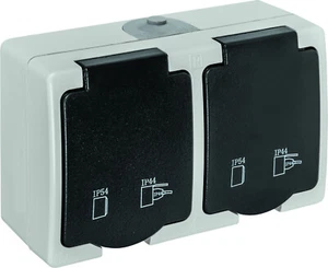 Doppelsteckdose Feuchtraum grau IP54 - Bild 1 von 1