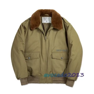 Chaqueta de bombardero de algodón vintage B-10 Maden para hombre chaqueta de vuelo de solapa abrigo cálido - Imagen 1 de 11